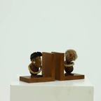 Danish Design Optimist And Pessimist Book Ends By Hans Bolling 1960s thumbnail 6