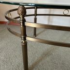 Ovale Glazen Vintage Salontafel Met Messing Frame thumbnail 4