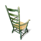 Vintage Transparent Green Wooden Arm Chair / Rush Seat / High Back Ladder Chair thumbnail 13