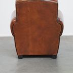 Zeer Mooie Design Fauteuil/ Armchair Gemaakt Van Eersteklas Schapenleer thumbnail 5