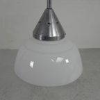 Art Deco Hanglamp Met Geribbelde Glazen Kap, Jaren 30 thumbnail 8
