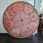 Large Wall Piece Textile Art 1970s / Wooden Frame With Nails thumbnail 16