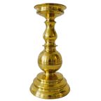 Antieke Zware Messing Bol Kandelaar 1920’s thumbnail 2