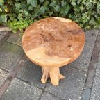 Bijzettafeltje Krukje Design Teak Mushroom Boomstam 40 Cm thumbnail 5