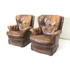 Set Van 2 Lederen Chesterfield Fauteuils Uit De Jaren '70 thumbnail 2