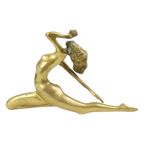 Art Deco Stijl Beeld Elegante Naakte Vrouw Massief Messing thumbnail 13