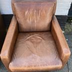 Strakke Leren Fauteuil In Nette Staat, Art Deco Stijl,75 Cm Hoog Achterkant thumbnail 6