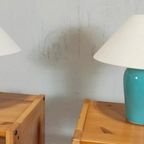 Set Van 2 Vintage Klassieke Tafellampen, Blauw / Turkoois thumbnail 9