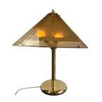 Vintage Gouden Tafellamp Met Fumé Glazen Kap thumbnail 3