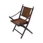 Officer’S Chair - Wood And Leather Upholstery - Military Campaign Style thumbnail 2