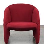 Vintage Artifort Design Fauteuil Model Ben In Stevige Rode Stof thumbnail 3