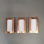 3 X Bankamp Leuchten Sconces / Wall Lights '80S White Glass / Glass With A Layer Of Copper. Wide thumbnail 6