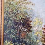 Bos Landschap Schilderij J. De Borge Olieverf Canvas Lijst thumbnail 9