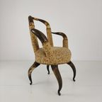 Zeldzame, Zeer Decoratieve 19E-Eeuwse Stierenhoornfauteuil (1870) thumbnail 3
