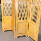 Vintage Houten / Grenenhout Kamerscherm, 4 Panel thumbnail 2