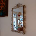 Vintage Rechthoekig Deknudt Spiegel Wandspiegel Messing thumbnail 12