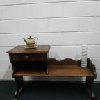 Telefoonbankje Antiek Hout Planten-haltafel Met Lade thumbnail 12