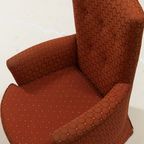 Vintage Rode Fauteuil Met Voetenbankje thumbnail 8