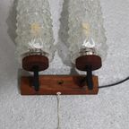 Vintage Dubbele Wandlamp - Hout, Glas Jaren '60 | 01197 thumbnail 11