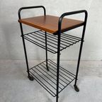 1x Vintage Bijzettafel/70’s Trolley In Teak thumbnail 7