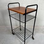 2X Vintage Bijzettafel/70’S Trolley In Teak thumbnail 7