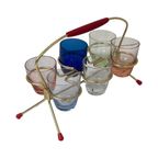 Ca. 1950’S - Germany - Set Of Shot (Schnapps) Glasses And Holder - Multi Colored thumbnail 3