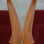Set Van 4 Art Nouveau/ Jugendstil Design Schuitema Eetkamerstoelen Met Rode Stoffen Bekleding thumbnail 13