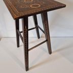 Antiek Houtsnijwerk Tafeltje Plantentafel Krukje thumbnail 8