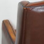 Prachtig Gekleurde, Stoere Vintage Schapenleren Fauteuil Met Een Hoge Rug En Afgewerkt Met Zwarte thumbnail 12