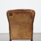 Unieke En Karaktervolle Oude Schapenleren Fauteuil/armchair Met Bijzondere Kleuren thumbnail 12