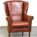Mooie Klassieke Schapenleren Oorfauteuil Met Een Prachtig Voorkomen En Een Fijne Zit thumbnail 11