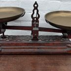 Antieke Art Nouveau Weegschaal Met 2 Messing Schalen, 50 Cm Breed thumbnail 3