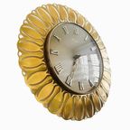 Mid-century Richter Quartz Wandklok Sunburst Goud Messing 1950’s thumbnail 3