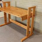 Vintage Grenen Design Kantelbaar Bureau Tekentafel thumbnail 2