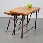 2 Brutalist Bijzettafel Nesting Tables Mimiset Eiken Metaal thumbnail 16