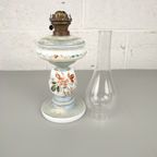 Antieke Handbeschilderde Opaline Olielamp thumbnail 2