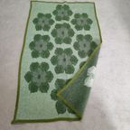 Vintage Aabe Zuiver Scheerwollen Deken Groen Met Bloemmotief thumbnail 2
