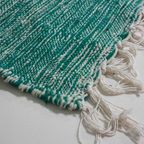 Vintage Mid-Century Handgeknoopt Groen Vloerkleed In Wol thumbnail 6