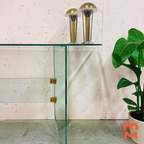 Gave Vintage Glazen Sidetable Met Facet Geslepen Randen - Leon Rosen Stijl thumbnail 4