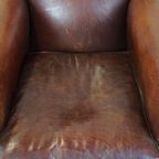 Prachtige, Strak Afgewerkte Design Fauteuil/Armchair Gemaakt Van Schapenleer thumbnail 7