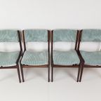 4 Vintage Stoelen Licht Blauwe Rib Nieuwe Stof | Gestoffeerd thumbnail 9