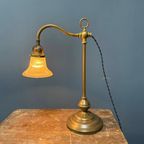 Staande Messing Piano Lamp Met Holophane Glazen Kapje thumbnail 13