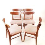 6 Deense Eettafel Stoelen Farstrup Nieuw Gestoffeerd Roze thumbnail 2