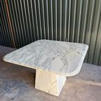 Vintage Carrara Marmeren Eettafel, Italië 1980 thumbnail 3