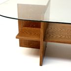 Vintage Houten Salontafel Met Glazen Blad Gemaakt In De Jaren ’70 thumbnail 3