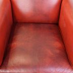 Comfortabele, Stijlvolle Rood Geverfde Armchair Gemaakt Van Schapenleer thumbnail 7