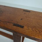 Paar Franse Rustieke Banken Uit De 19e Eeuw - Massief Eiken thumbnail 10