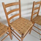 4 Vintage Grenen Scandinavische Papercord Stoelen thumbnail 13