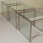 Vintage Glas En Chrome Mimiset Nesting Tables thumbnail 6