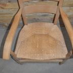 Eiken Armfauteuil Met Biezen Zitting Gezandstraald thumbnail 7